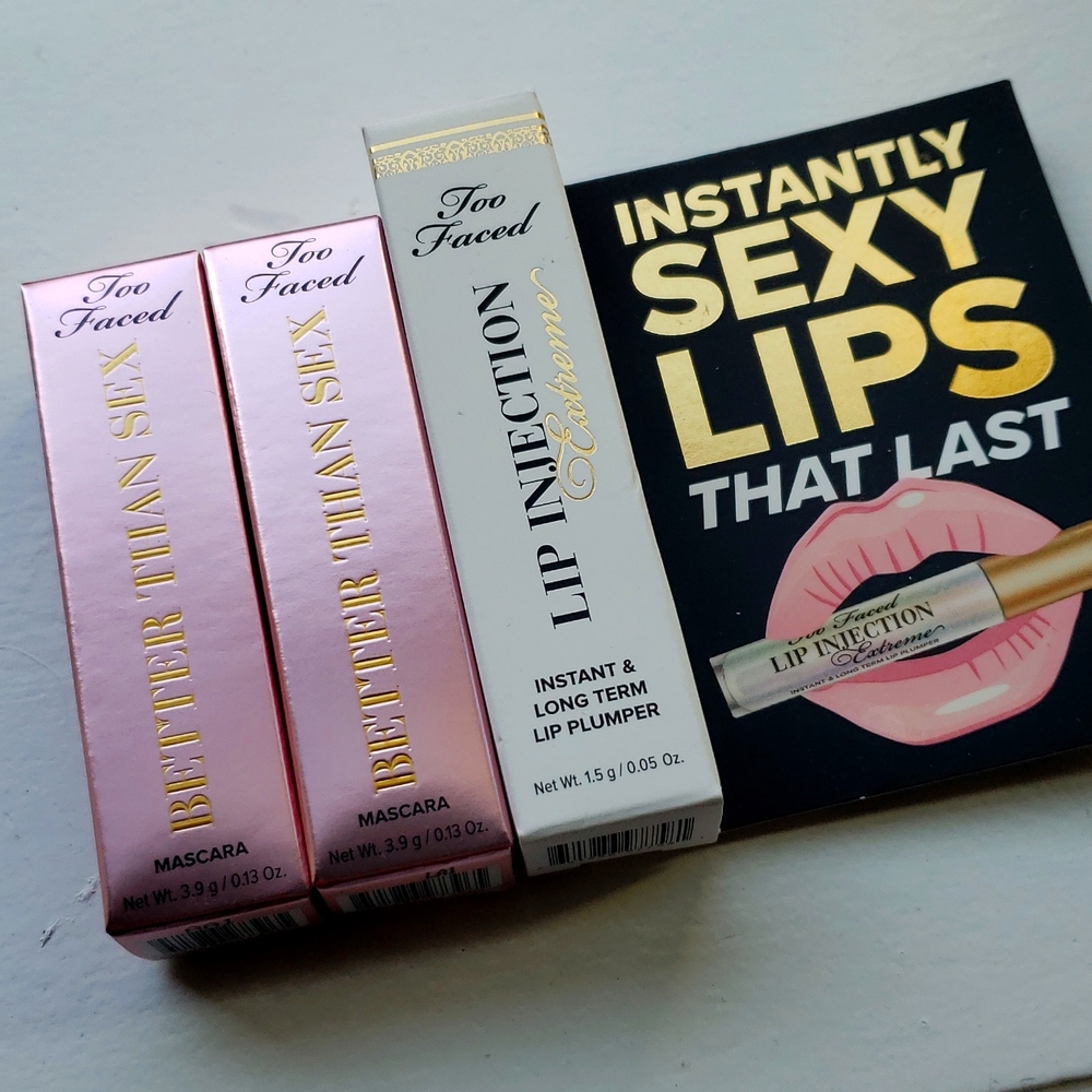 BNIB Too Faced mini mascara and lip injection